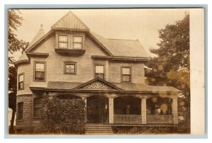 Vintage 1910's RPPC Postcard - Well Dressed Man in Front of Large Suburban Home
