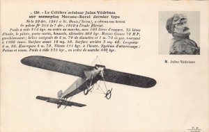 Aircraft Aviation Monoplane Morane Borel Jules Vedrines Aviator postcard B947