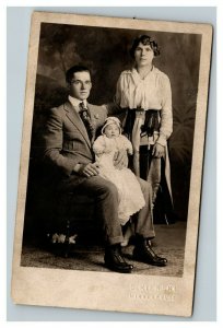Vintage 1910's RPPC Postcard - Studio Portrait Family with Baby Minneapolis MN