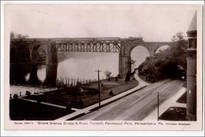 Girard Ave RR Bridge, River, Tunnel, Fairmount Park. Philadelphia PA