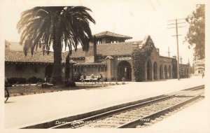 RPPC BURLINGAME DEPOT Railroad Station San Mateo County, CA c1930s Vintage Photo