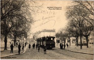 CPA AK JARNAC Place du Chateau TRAM VAPEUR (977581)