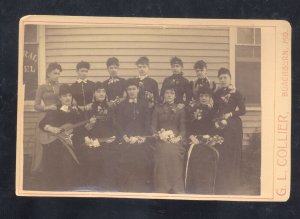 REAL PHOTO CABINET CARD BLACKBURN MISSOURI WOMEN TOWN BAND MO. MOUNTED PHOO