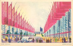 1933 Chicago World's Fair Avenue of Flags Litho Postcard Unused