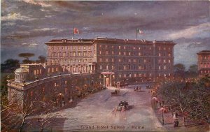 ROMA ITALY GRAND HOTEL SUISSE NIGHT VIEW POSTCARD c1900s