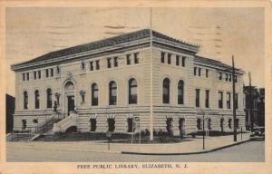 Elizabeth New Jersey Free Public Library Street View Antique Postcard K36678