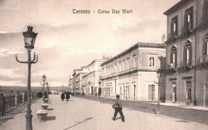 Vintage Postcard 1910's View of Taranto Corso Due Mari Italy IT