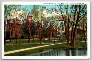 Waynesburg Pennsylvania~Waynesburg College & Campus~Vintage Linen Postcard