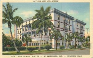 Floronton Hotel St Petersburg Florida Roadside 1930s Postcard Teich linen 1646