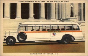 Washington DC Gray Line Bus Advertising NICE LINEN Postcard