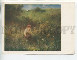 457625 USSR 1961 year Ludwig Knaus girl in the field old postcard