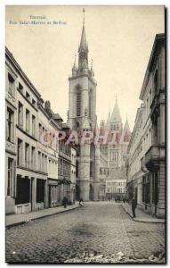 Old Postcard Tournai Rue Saint Martin and Belfry