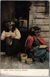 Puget Sound WA Indian Basket Weavers Indigenous People Color Postcard Selige H82