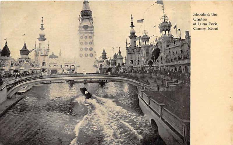 Shooting the Chutes, Luna Park Coney Island, NY, USA Amusement Park Writing o...