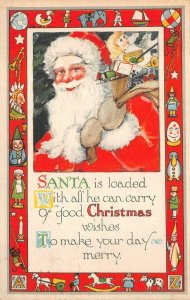 CHRISTMAS HOLIDAY SANTA CLAUS TOYS LIBERTY INDIANA POSTCARD 1927