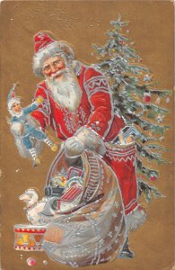 J70/ Santa Claus Christmas Postcard c1910 Silver-Lined Tree Jester 18