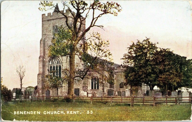 Benenden Church Kent Divided Back Postcard Kent Cancel Note British Bromley Vtg 