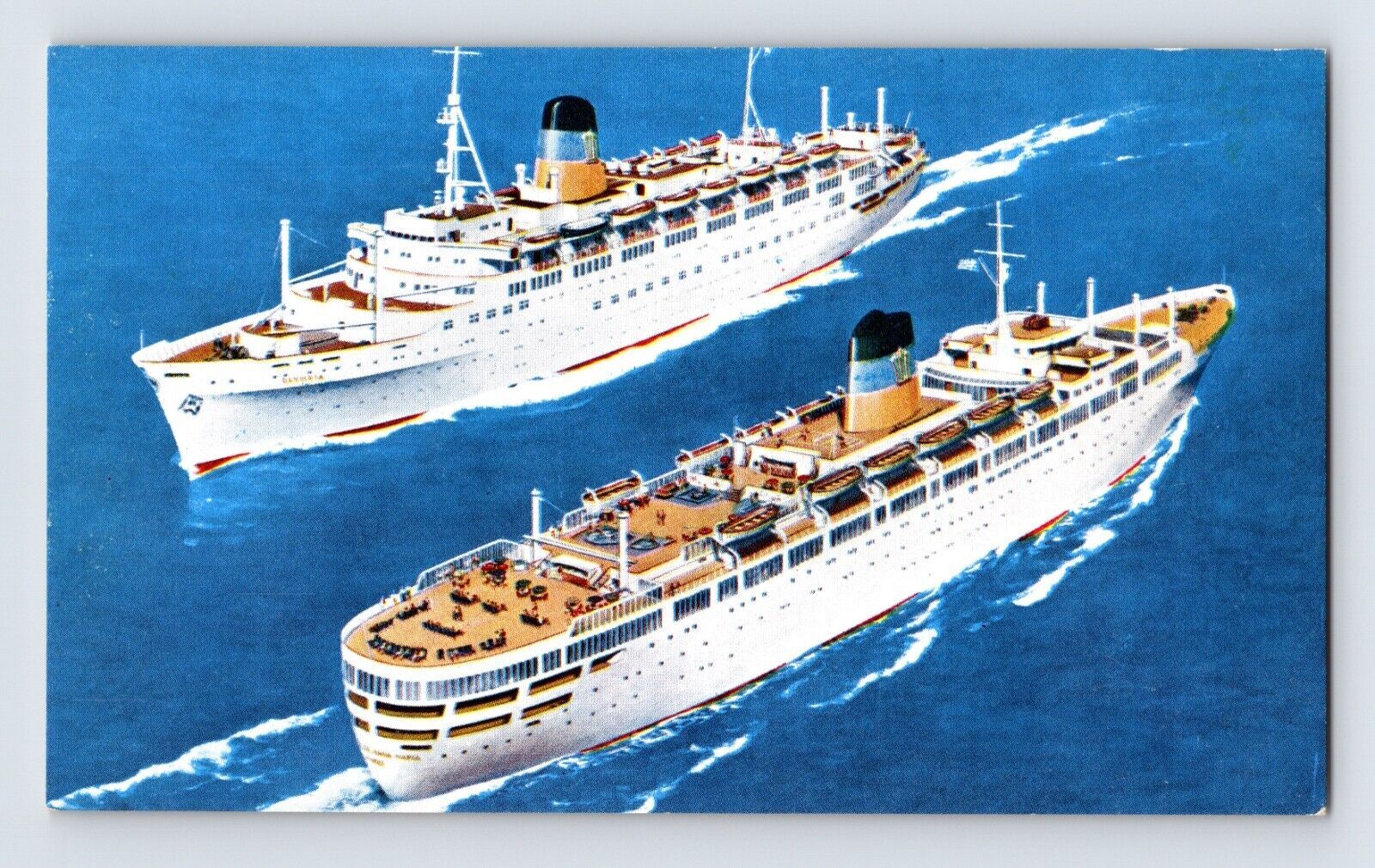 Postcard Ship TSS Queen Anna Maria Olympia Greek Line 1950s Unposted