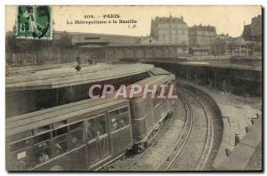 Old Postcard The Paris Metro has matropolitain Bastille