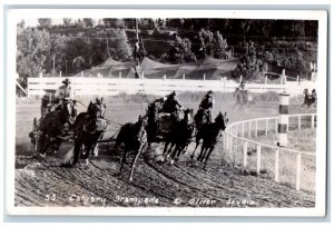 Calgary Canada Postcard Horse Carriage Race Calgary Stampede c1910 RPPC Photo