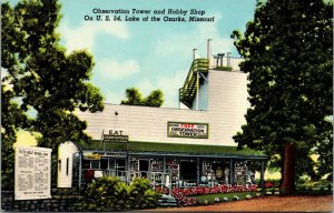 Postcard Observation Tower and Hobby Shop Lake of the Ozarks Missouri~2785