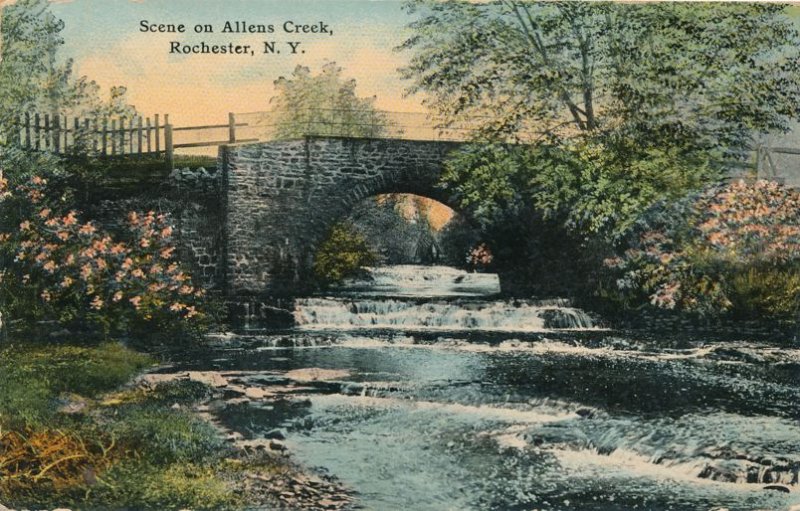 Scene at Allens Creek Bridge - Rochester, New York - pm 1912 - DB