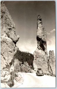 c1940s Black Hills, SD RPPC Needles Highway Real Photo Melted Rock Postcard A95