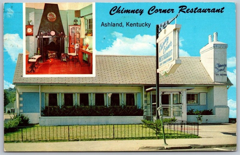 Vtg Ashland Kentucky KY Chimney Corner Restaurant 1970s Chrome View Postcard