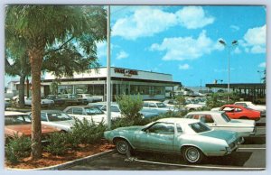 STEAK N SHAKE RESTAURANT GREETINGS FROM FLORIDA VINTAGE CHROME POSTCARD OLD CARS