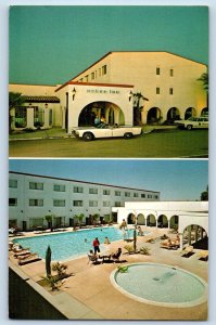 Tucson Arizona Postcard Aztec Inn Multiview Exterior Building Pool 1960 Vintage