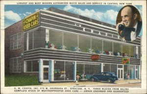 Syracuse NY AW Chapin Used Car Dealership BUICK Linen Advertising Postcard