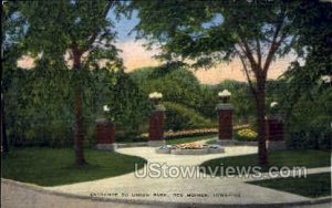 Entrance to Union Park - Des Moines, Iowa IA