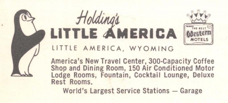 LITTLE AMERICA WY HOLDINGS TRAVEL CENTER-WORLDS LARGST SERVICE STATION POSTCARD