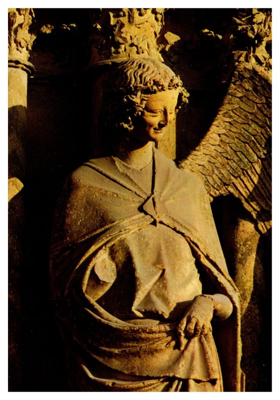 Postcard France Reims Cathedral - West Fa�ade Angel Gabriel