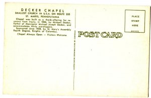 Postcard Decker Chapel St Mary's PA