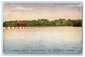 c1910's Trolley Bridge Watertown Campbell's Island East Moline IL Postcard