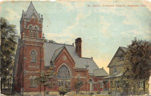 Bellevue Ohio 1910 Postcard St. John's Lutheran Church