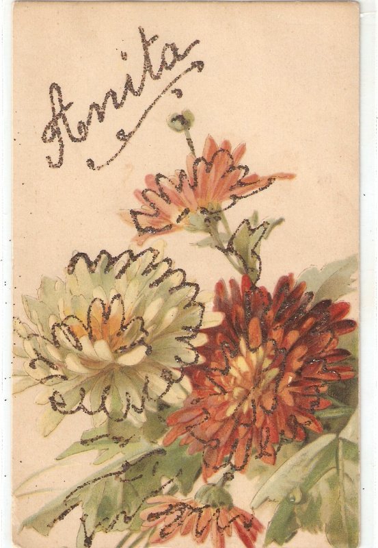 Beautiful flowers bouquet Nice old vintage French postcard