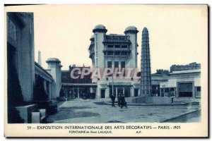 Old Postcard Exhibition Arts Decoratifs Paris Intermationlae Fountain Rene La...