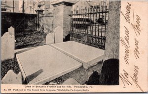 Grave Benjamin Franklin and His Wife Philadelphia Pennsylvania Postcard C157