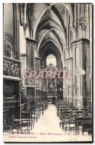 Old Postcard Compiegne St. Jacques Church Nave Side