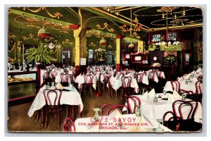 Dining Room Cafe Savoy Chicago Illinios IL 1909 DB Postcard R22