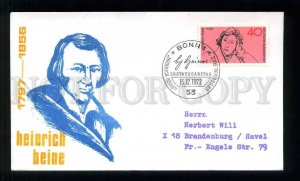 273580 GERMANY 1972 year Heinrich Heine Bonn FDC