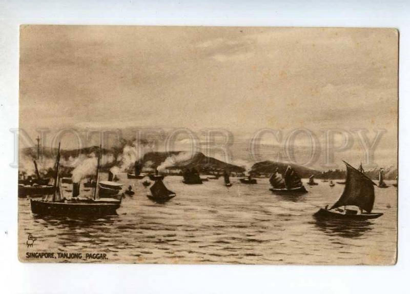 247417 SINGAPORE Tanjong paggar ships Vintage TUCK postcard