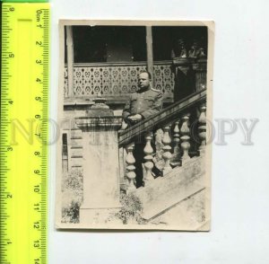 452184 USSR military on the porch of the house Old photo