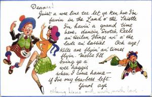 Scotch Message Series Postcard 1807 Valentine (1954) Comic Dancing