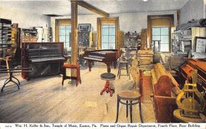 Easton PA Keller & Son Music Store Piano Organ Repair Edison Victor Postcard