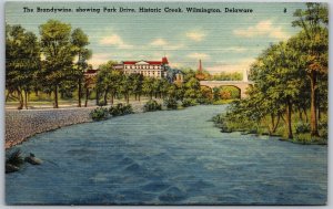 Vtg Wilmington Delaware DE The Brandywine Park Drive Historic Creek Postcard