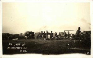 Clintonville Wisconsin WI Soldiers in Camp Trucks c1920 Real Photo Postcard