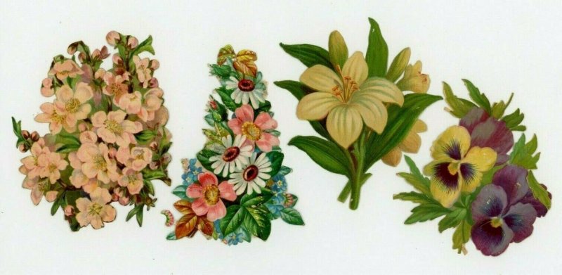 Victorian Die-Cuts 1870's-90's Floral Flowers Lot Of 16 Fab! X41
